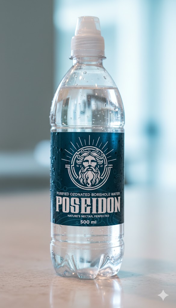 Sport bottle with poseidon mineral water